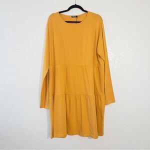 NWT Nasty Gal‎ Mustard Long Sleeve Tiered Smock Dress Size 22